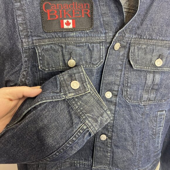 Gap 1969 Men M Canadian Biker Patches Jean Jacket Ncom National Coalition - Picture 4 of 7